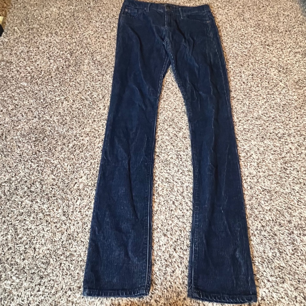 Agave Denim Paloma Corduroy Pants Women 26 Indigo Blue Slim Straight Made in USA